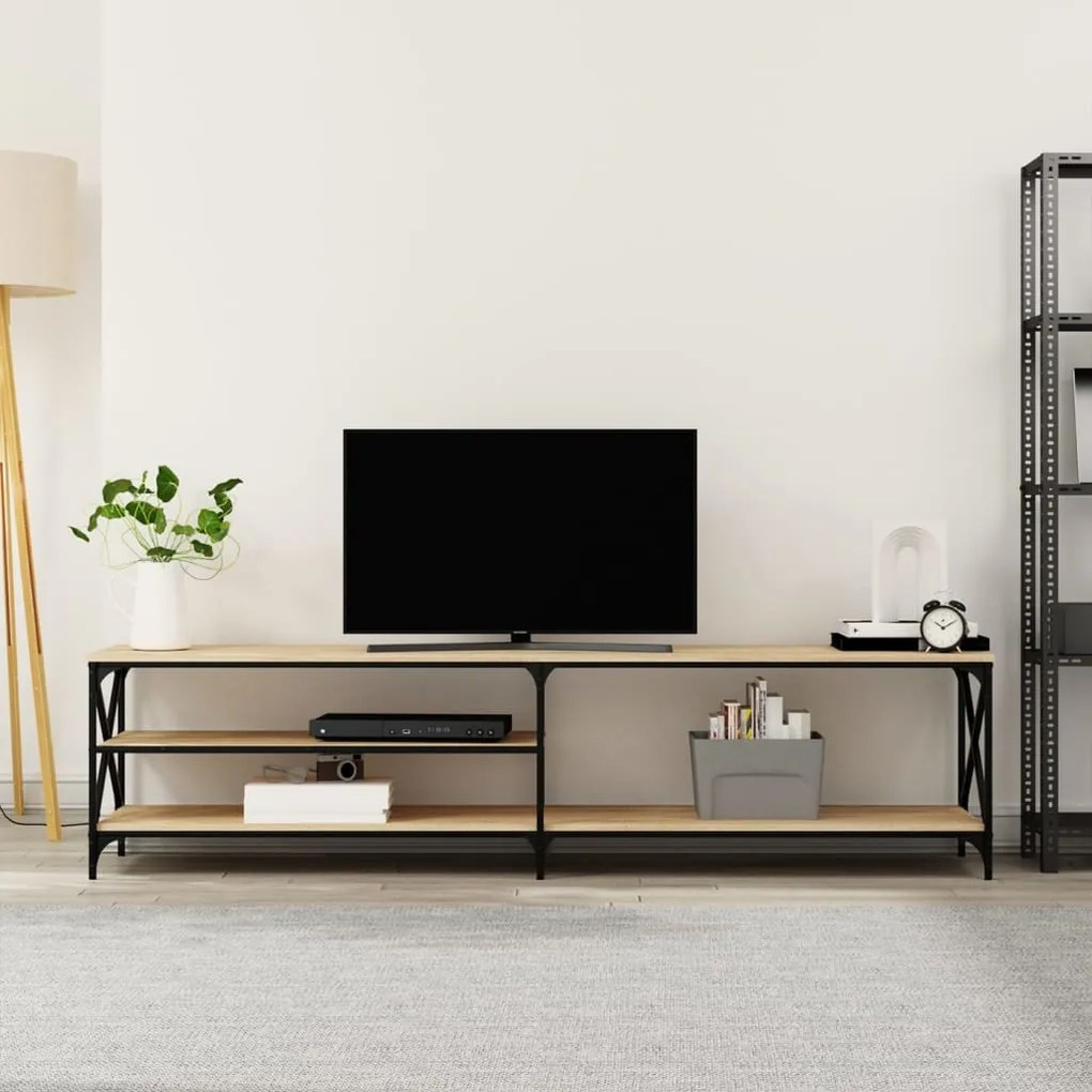vidaXL Móvel de TV 200x40x50cm derivados madeira/metal carvalho sonoma