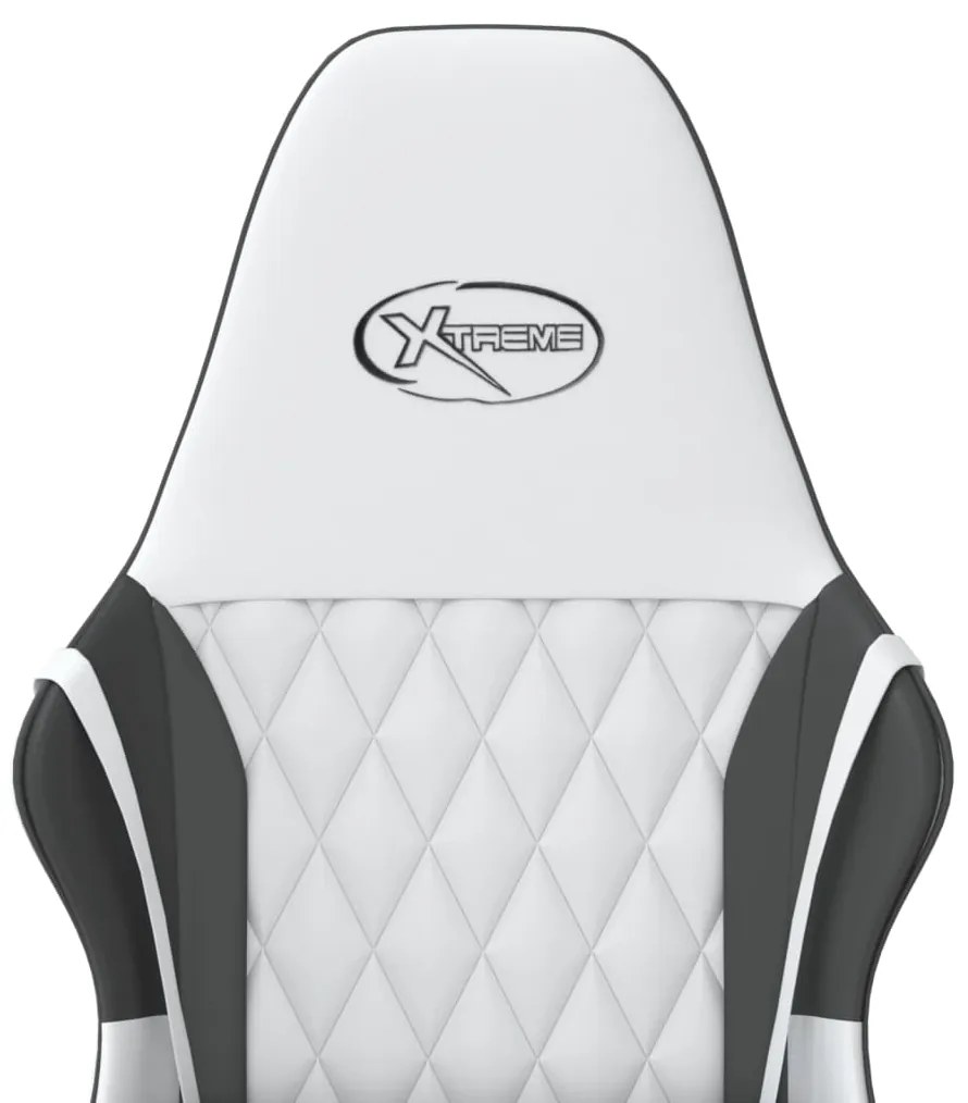 Cadeira gaming massagens couro artificial branco e preto
