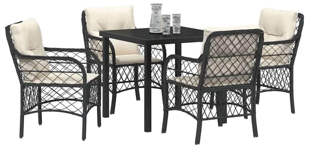 Conjunto de Jantar pra Jardim com 5 Peças e Almofadas de Rattan Sintét
