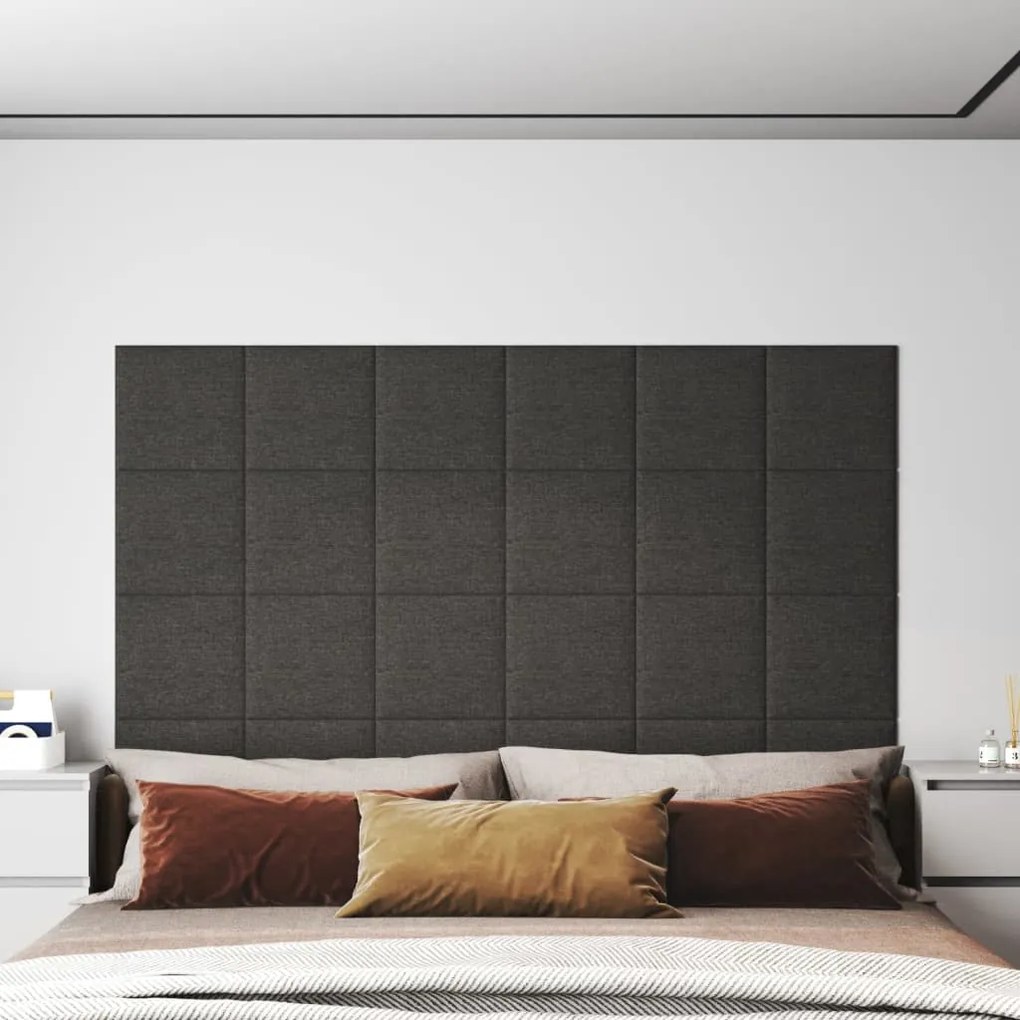 Painel de parede 12 pcs 30x30cm tecido 1,08 m² cor cinza-escuro