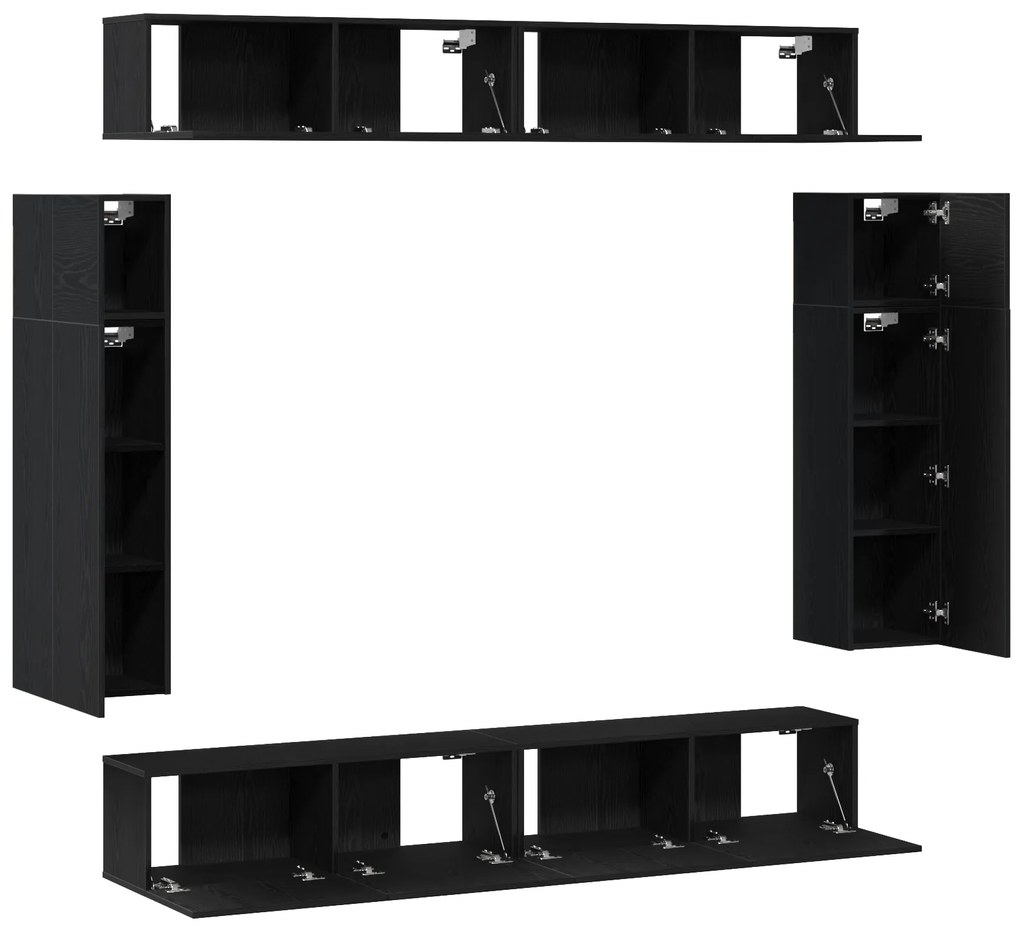 Conjunto de Estante de TV de 8 Peças - Montado na Parede, Carvalho Pre