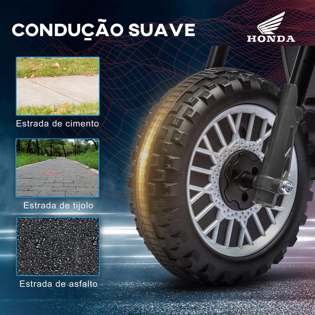 Mota Elétrica com Licença Honda CRF450RL Bateria 6V com Velocidade 3km/h Buzina e Som de Arranque 71x40,5x43,5 cm Cinza