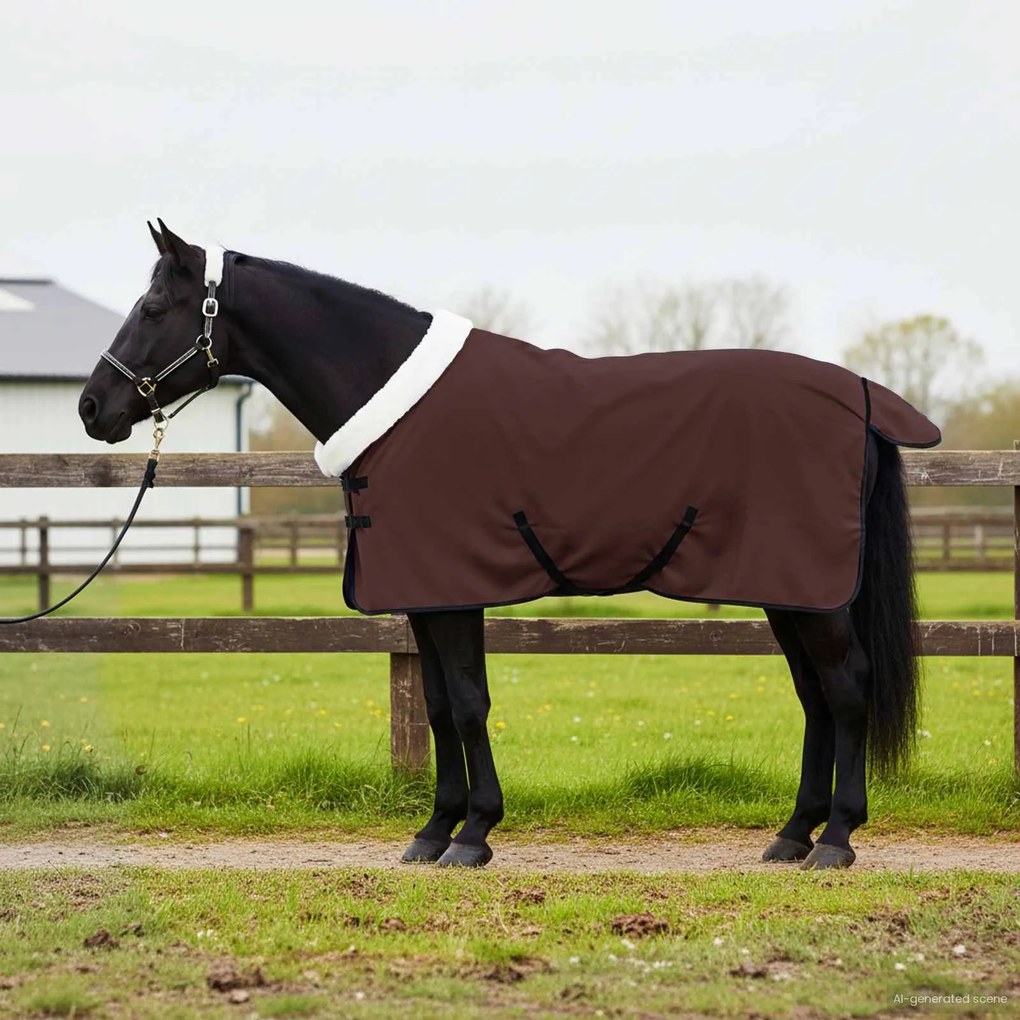 vidaXL Cobertor de Cavalo Marrom Escuro Completo 95 cm Fleece polar
