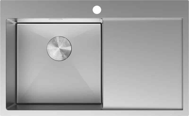 Mexen Exar lava-loiça de aço inoxidável de 1 bacia com escorredor à esquerda 780 x 480 mm, inox - 6433781010L-01