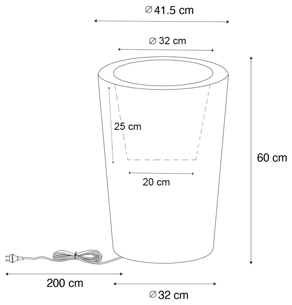 Candeeiro de chão exterior branco 60 cm vaso de flores IP44 - Verano Moderno