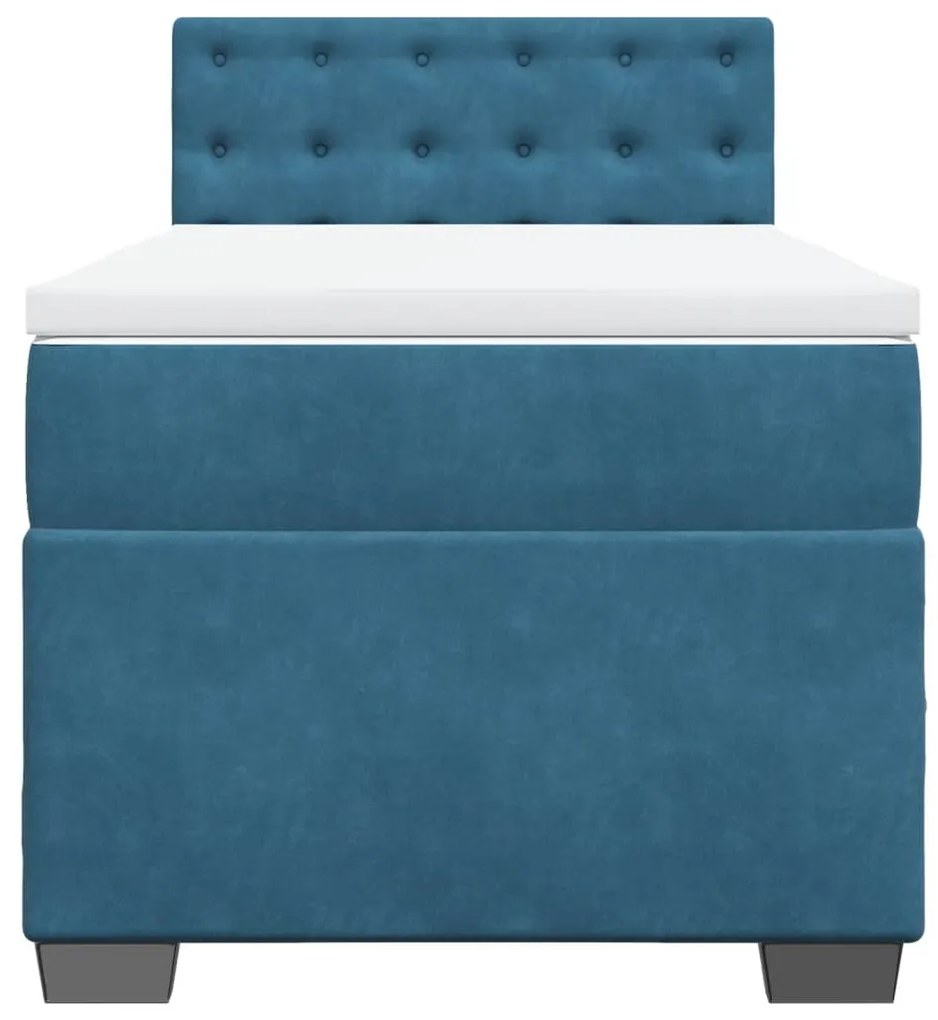 Cama boxspring com colchão 80x200 cm veludo azul