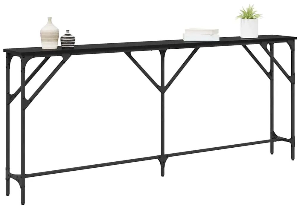 Mesa de Consola Carvalho Preto 180x23x75 cm Madeira de Engenharia