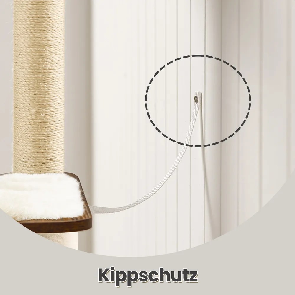 Arranhador gatos com 5 colunas para arranhar 58 x 40 x 165 cm castanho