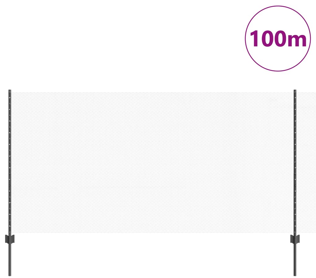 Postes de Cerca vidaXL 22 pcs U-Channel Cinza 120 cm Aço, Cerca Hexago