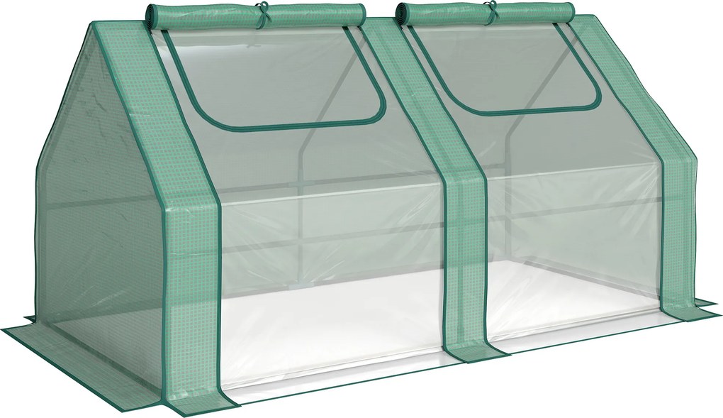 Outsunny Estufa Pequena Estufa de Exterior com Proteção Dupla Janelas Estufa para Cultivos de Plantas e Flores 180x90x90 cm Verde | Aosom Portugal