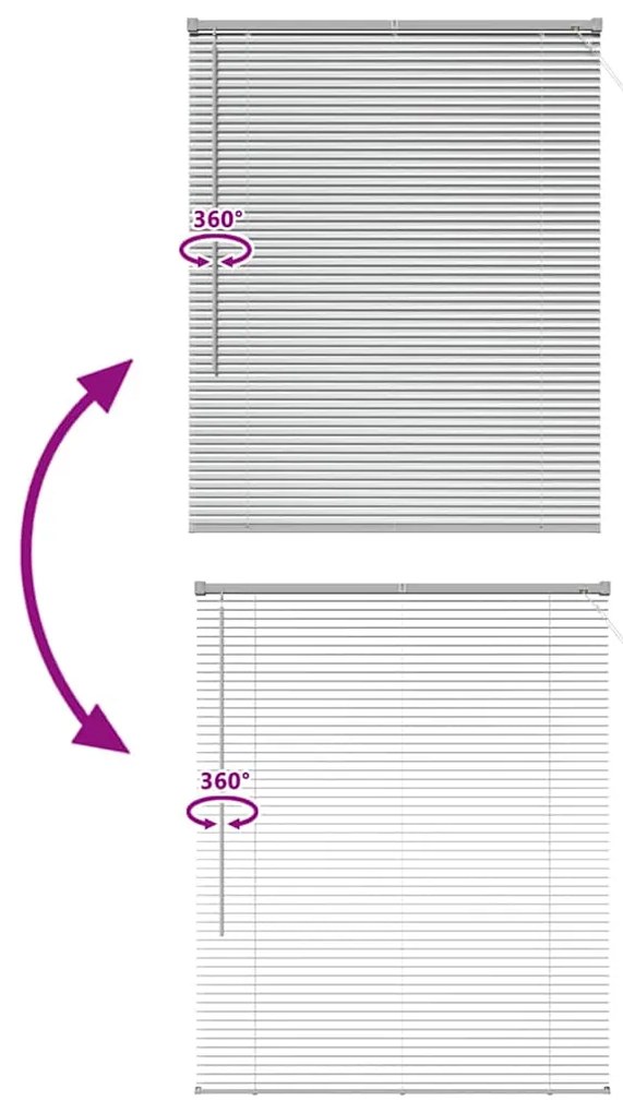 Persiana de Janela com cortinas Manual Prata 105 x 130 cm Alumínio