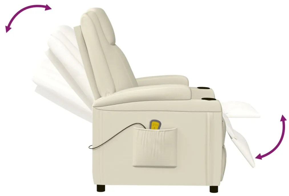 Cadeira de massagens couro artificial branco nata