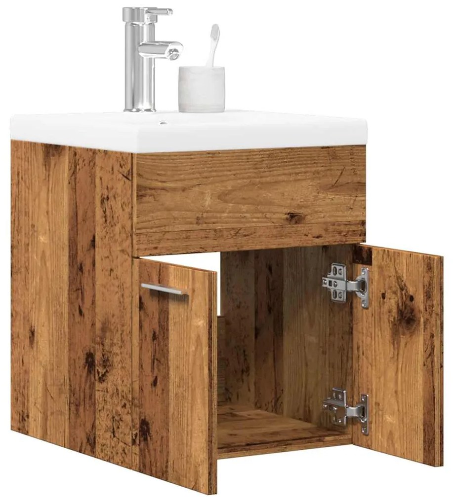 vidaXL 2 pcs conj. móveis casa banho derivados madeira madeira velha