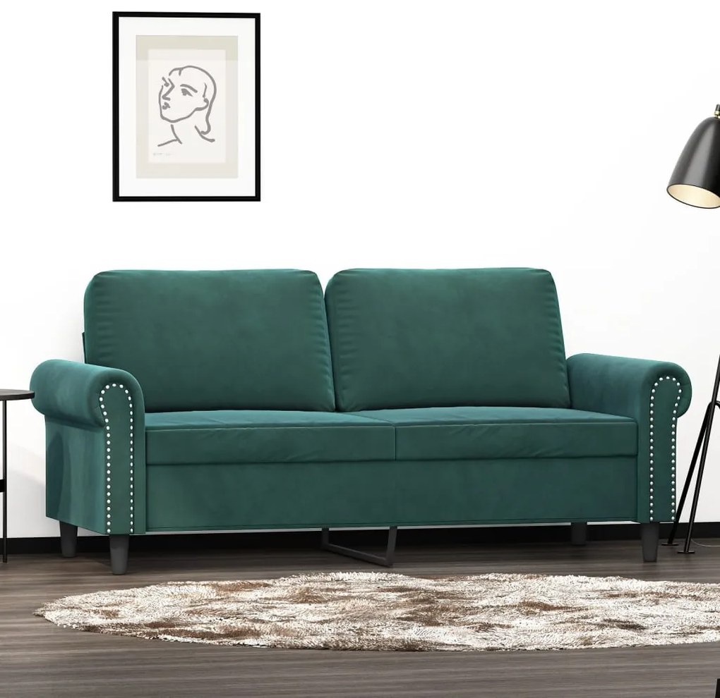 vidaXL Sofá de 2 lugares 140 cm veludo verde-escuro