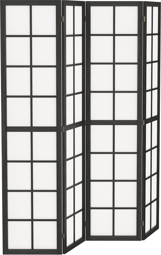 Biombo de interior dobrável de 4 painéis, 160 x 170 cm, divisória para sala de estar, quarto e casa, preto