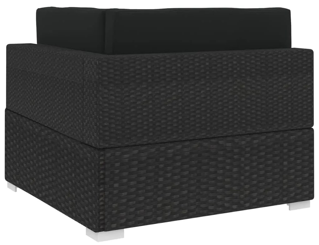 Cadeira de canto seccional c/ almofadões 1 pc vime PE preto
