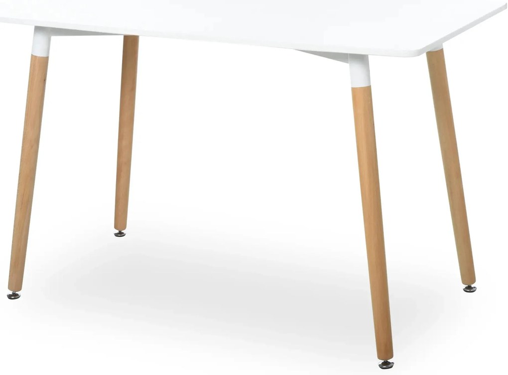 HOMCOM Mesa de Sala de Jantar Estilo Nórdico Mesa de Cozinha com Pés de Madeira de Faia Estrutura de Metal 120x60x75 cm Branco