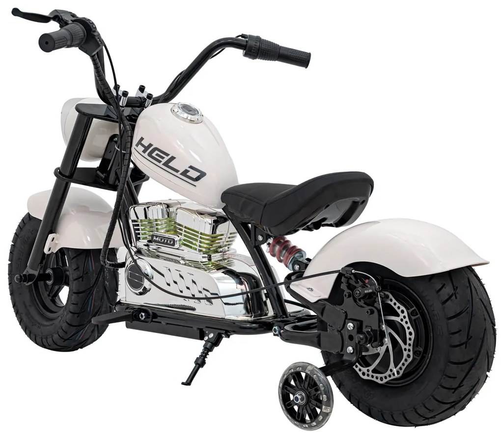 Mota elétrica para Crianças 350 W Chopper Warrior Rodas AR, Assento couro ecológico Branca