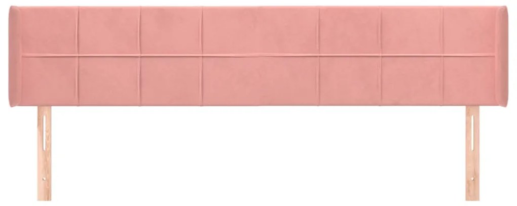 Cabeceira de cama c/ abas veludo 203x16x78/88 cm rosa