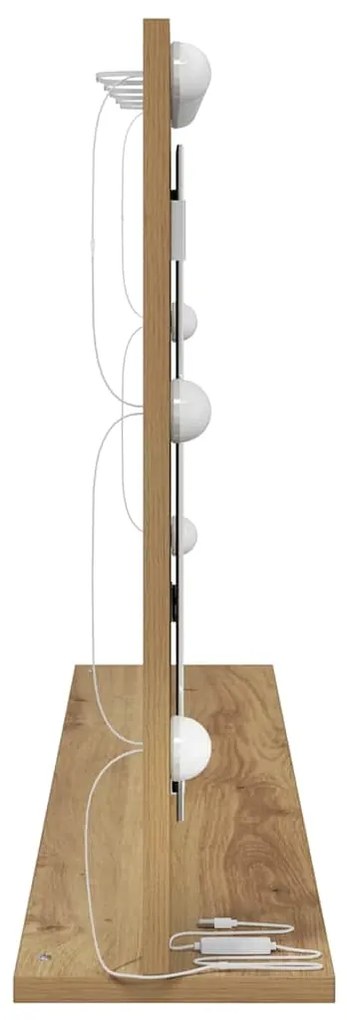Espelho de Vanity Carvalho Artesanal Madeira e vidro 100 x 55 cm