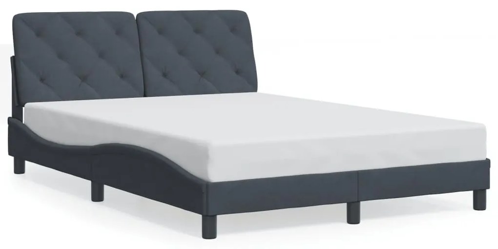 Estrutura de cama c/ luzes LED 140x200cm veludo cinzento-escuro