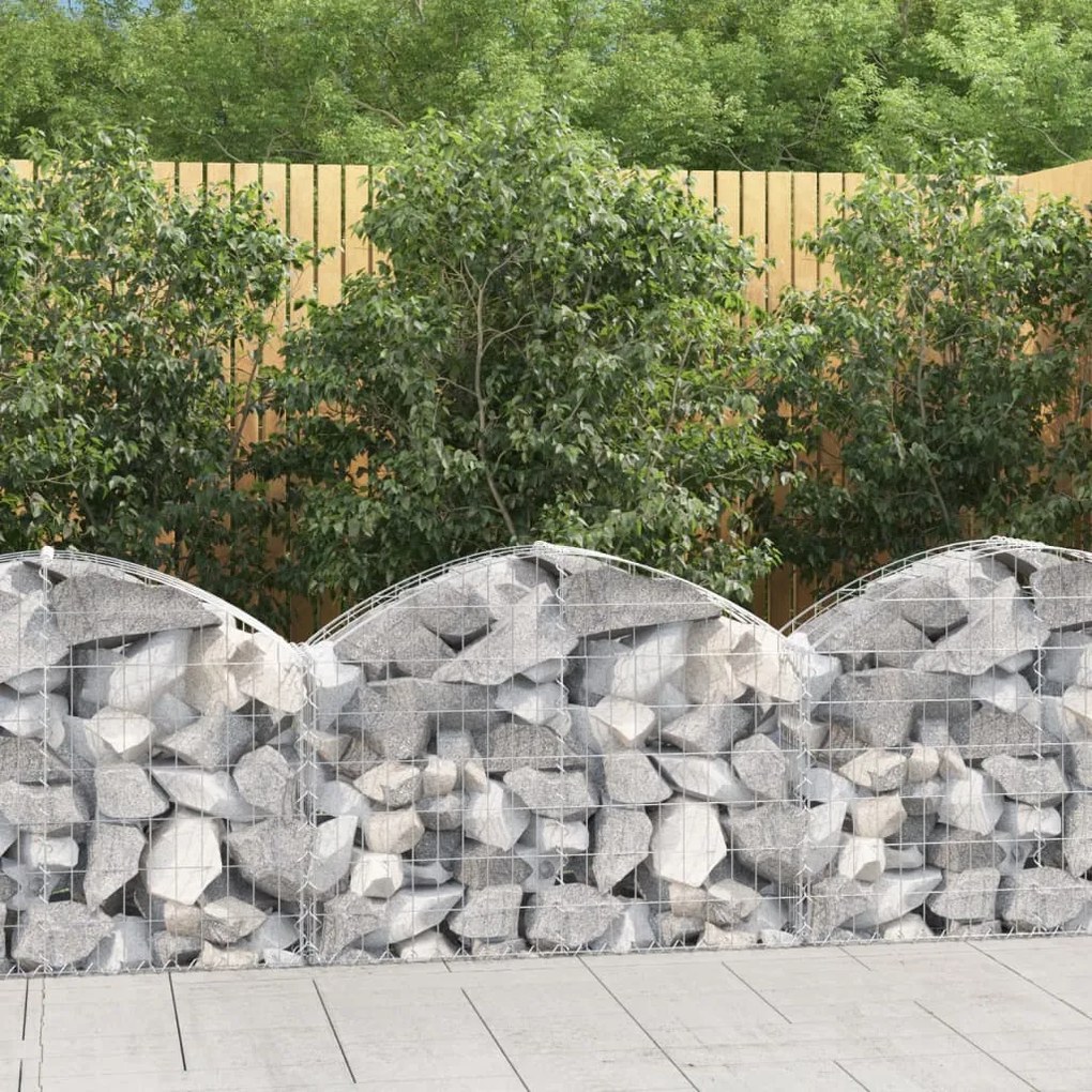 153423 vidaXL Cesto gabião arqueado 100x30x60/80 cm ferro galvanizado
