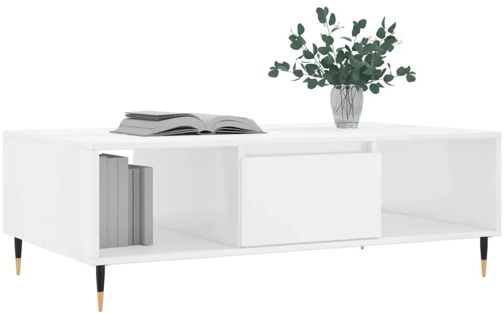 Mesa de centro 104x60x35 cm derivados madeira branco brilhante