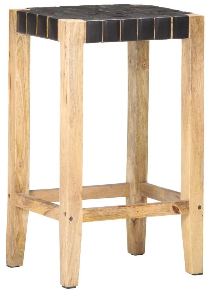 Bancos de bar 2 pcs 75 cm couro genuíno preto