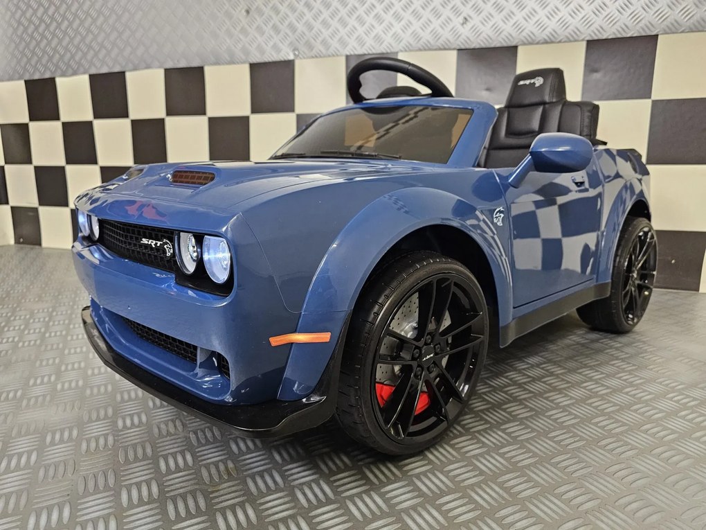 Carro elétrico para crianças DODGE SRT 12 Pneus Borracha, Assento pele, Luzes AZUL