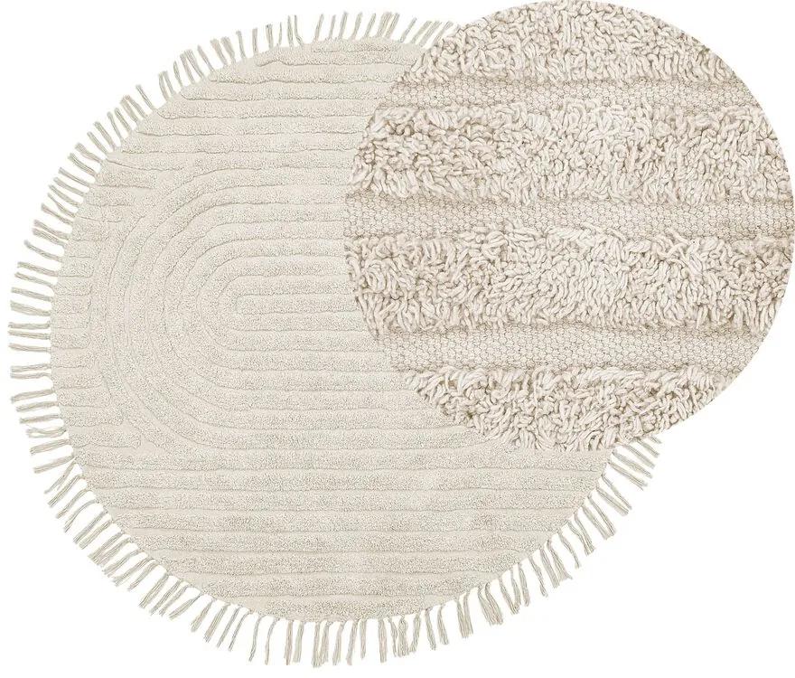 Tapete redondo de algodão creme ⌀ 140 cm HALFETI Beliani