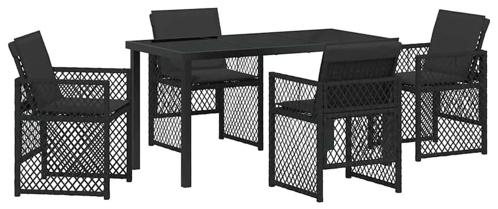 Conjunto de Jantar de 5 Peças do vidaXL com Almofadas Pretas de Poli R