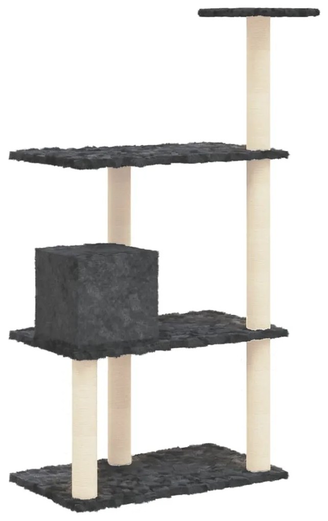 Árvore p/ gatos c/ postes arranhadores sisal 119cm cinza-escuro