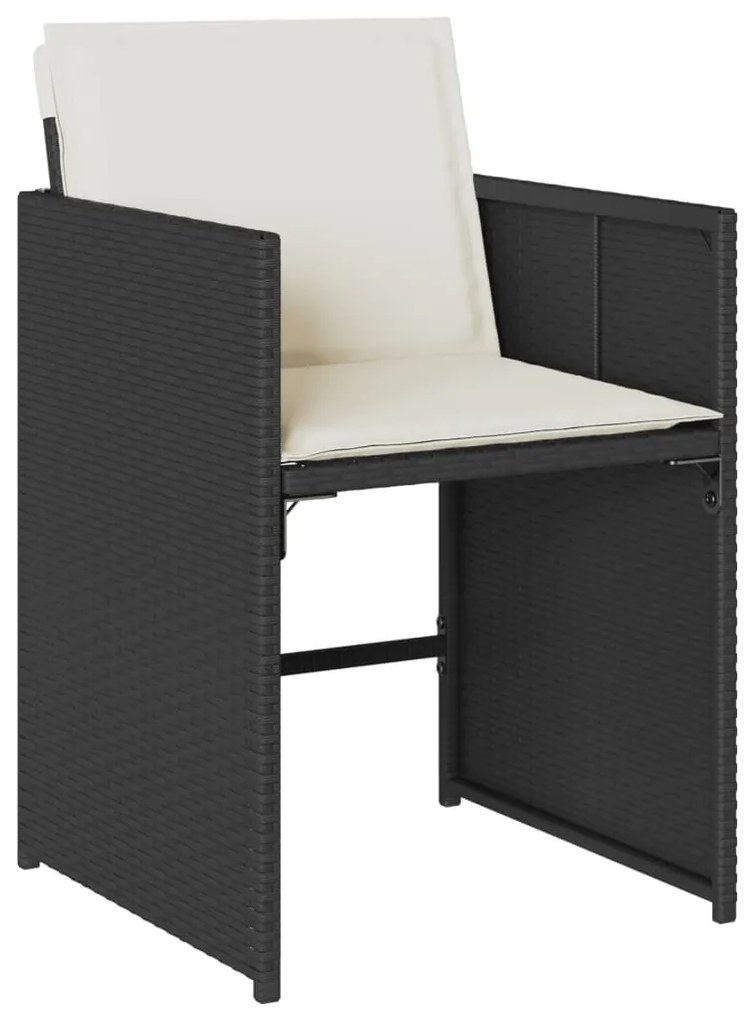 17 pcs conjunto de jantar p/ jardim c/ almofadões vime PE preto
