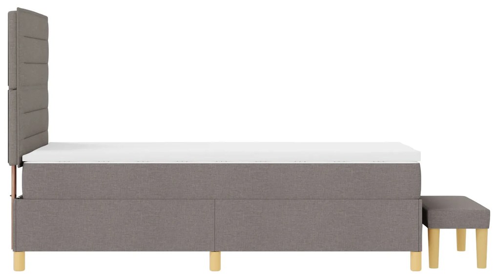 Cama Box com Colchão e Banco Taupe 100x200 cm Tecido