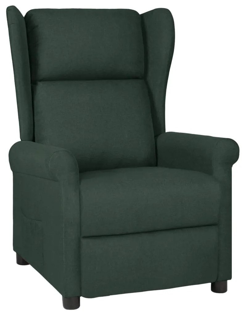 vidaXL Poltrona reclinável tecido verde-escuro