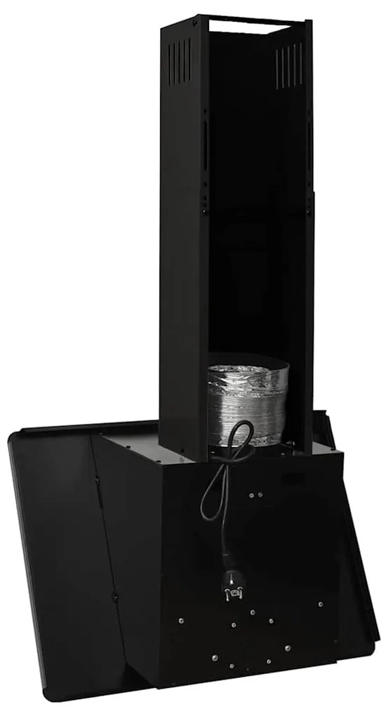 Exaustor de parede 60 cm aço inoxidável e vidro temperado preto