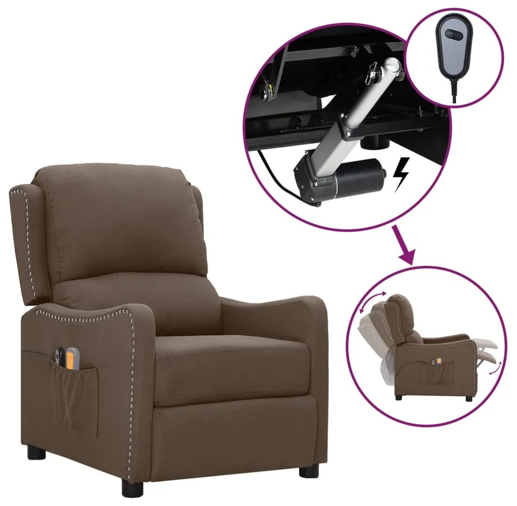 3098765 vidaXL Poltrona de massagens elétrica reclinável tecido cinza-acast.