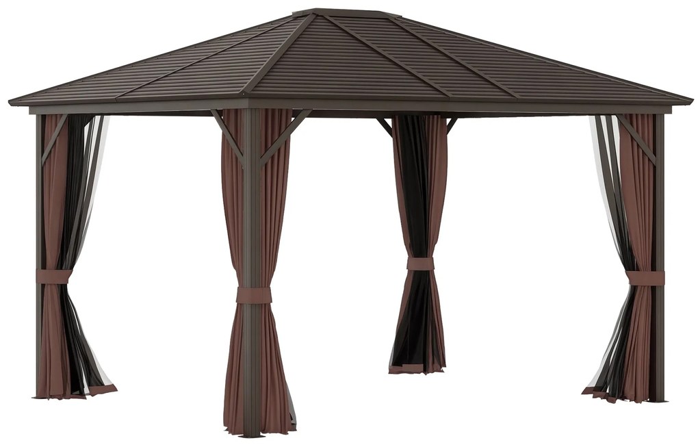 Pérgola para Jardim com Parede Lateral e Rede Mosquiteira 365x300x265