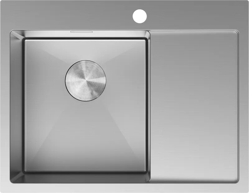 Mexen Exar lava-louça de aço inoxidável 1-cuba com escorredor esquerdo 620 x 480 mm, inox - 6431621005L-01