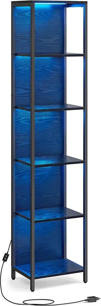 Estante com 6 níveis com luzes LED 30,3 x 40 x 178,6 cm Preta