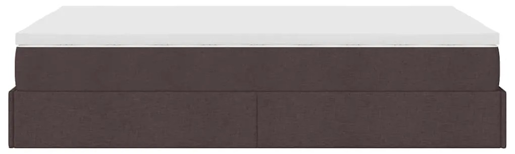 Estrutura de cama otomana com colchão 120x190cm castanho escuro
