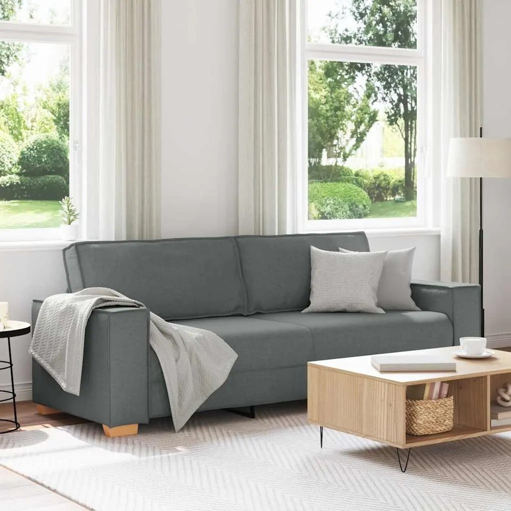 vidaXL Sofá de 3 lugares cinza escuro 180 cm tecido
