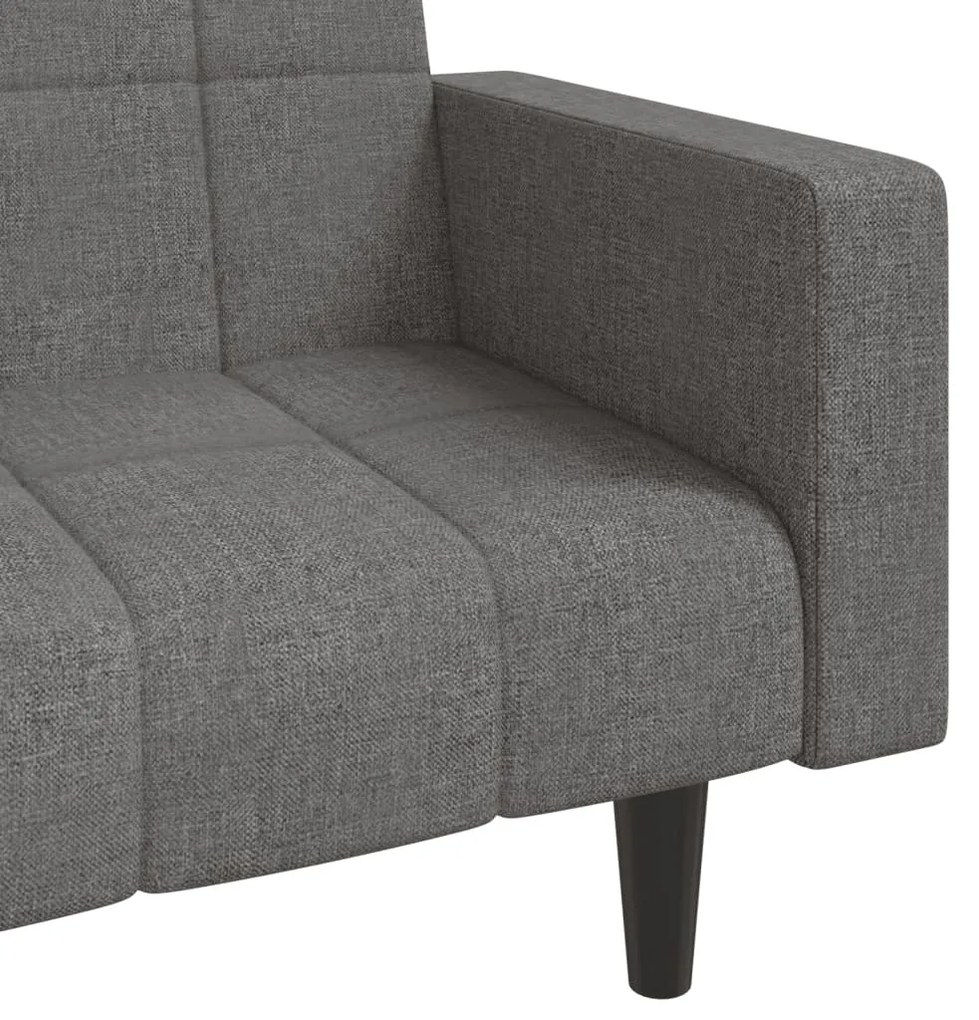 Sofá-cama 2 lugares com duas almofadas tecido cinzento-claro