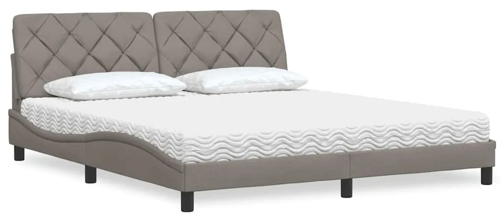 vidaXL Cama com colchão 180x200 cm tecido castanho-acinzentado