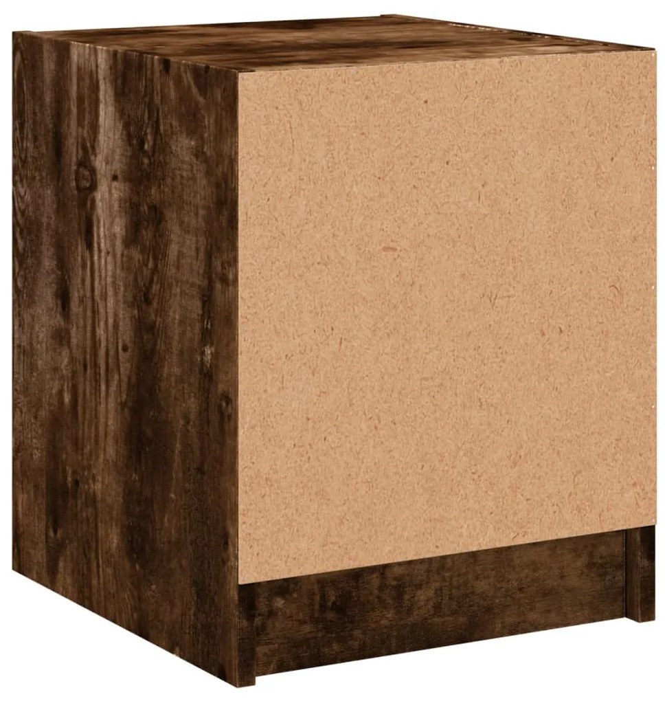 Mesa de cabeceira c/ porta de vidro 35x37x42 cm carvalho fumado
