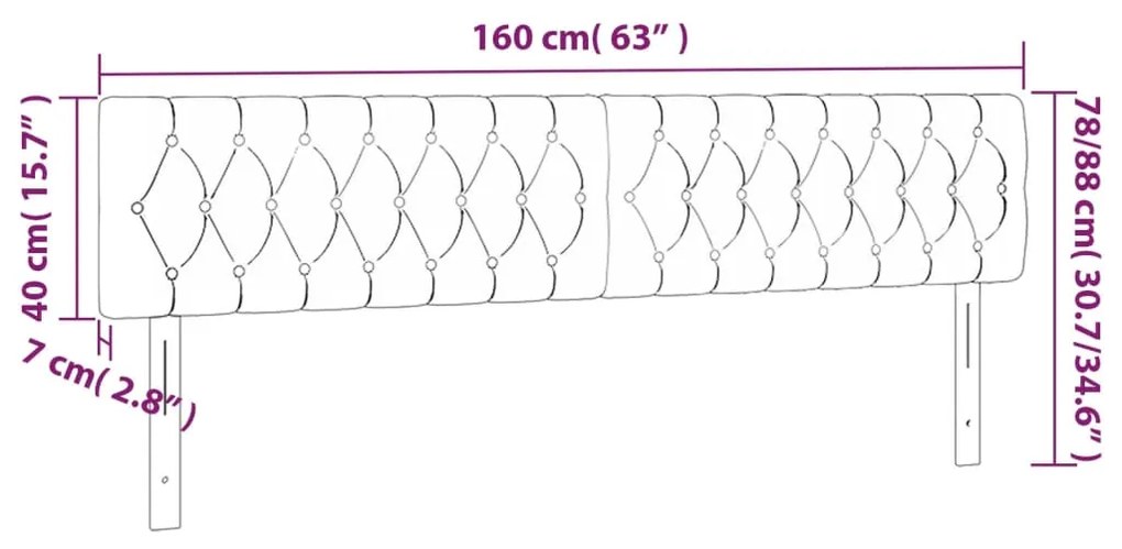 Cabeceira de cama c/luzes LED tecido 160x7x78/88cm cinza-escuro