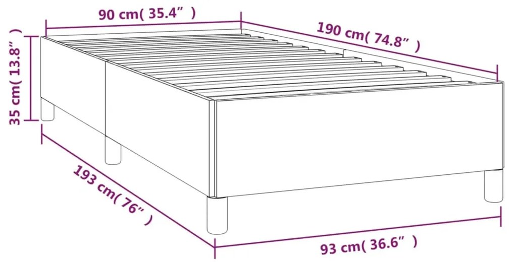 Estrutura de cama 90x190 cm tecido cinza-claro