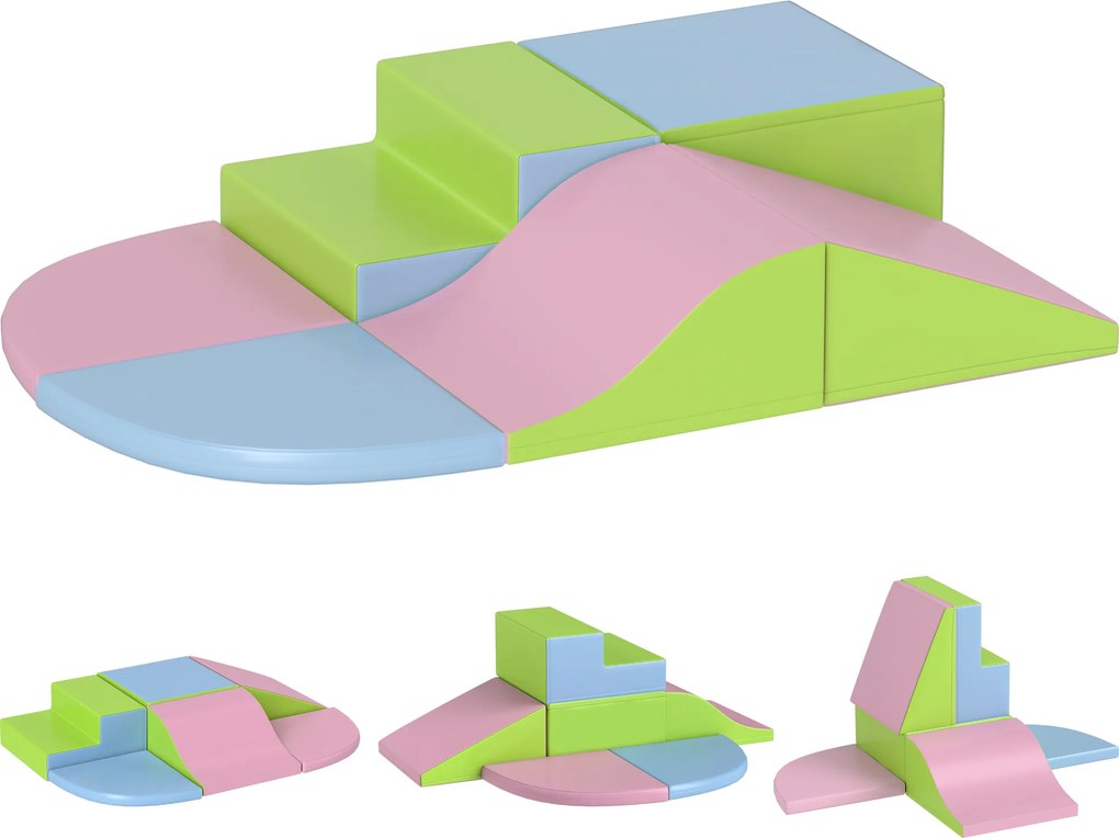 HOMCOM Conjunto de 6 Blocos de Espuma para Crianças de 18-36 Meses Brinquedo Educativo de Construção 150x100x24 cm Multicor | Aosom Portugal