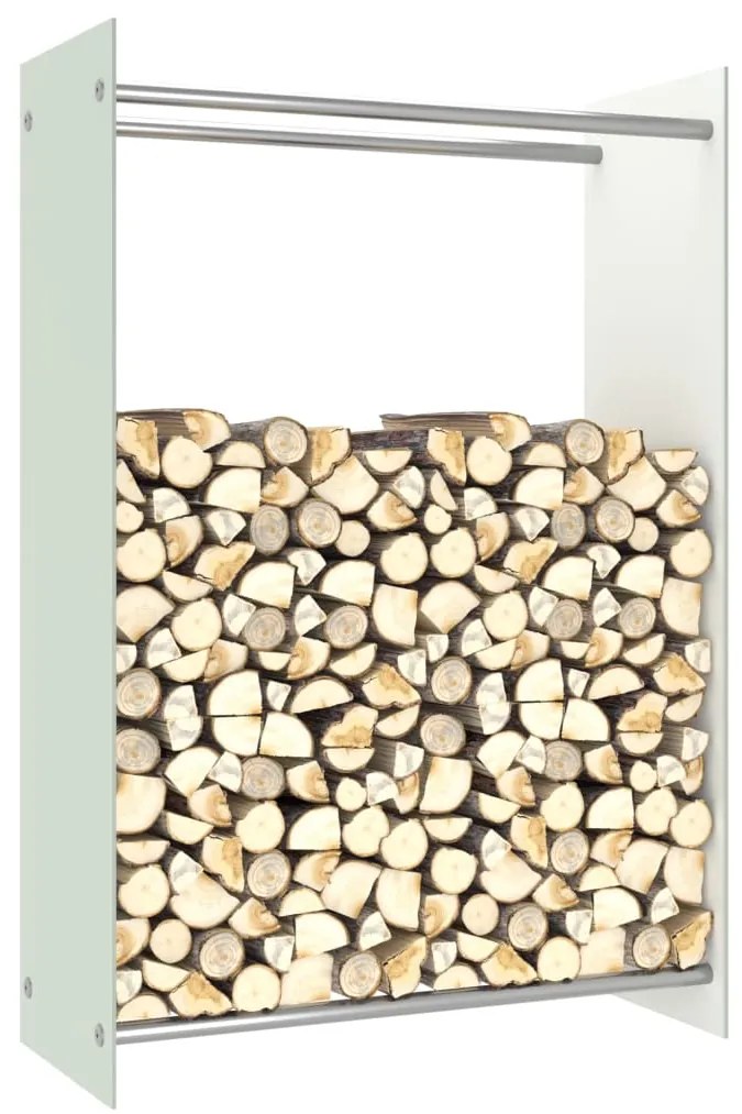 vidaXL Suporte para lenha 80x35x120 cm vidro branco