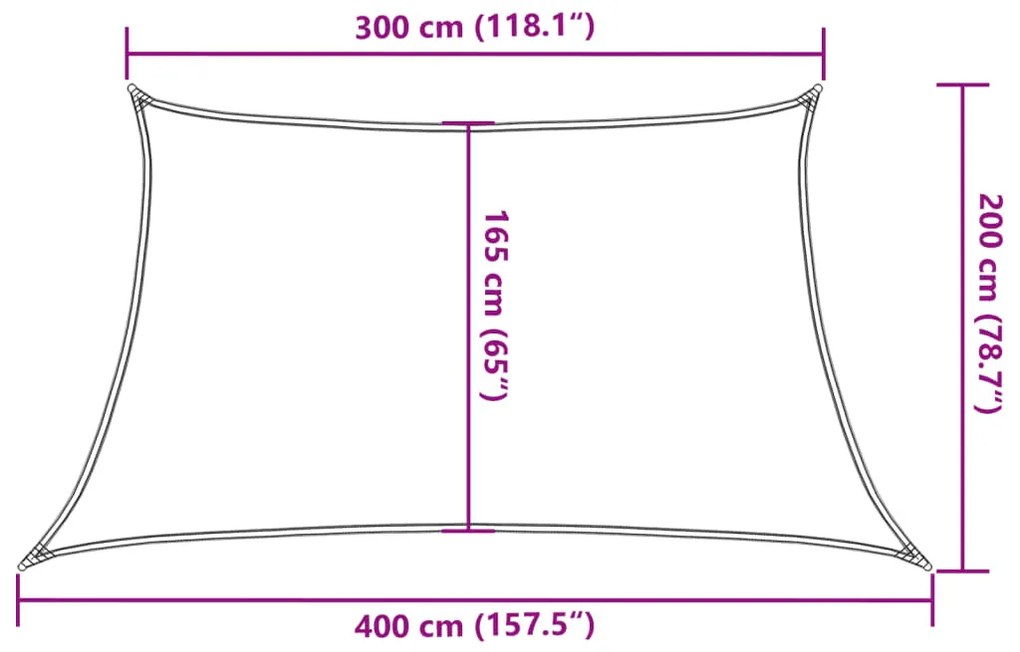 Para-sol estilo vela 160 g/m² 3/4x2 m PEAD amarelo